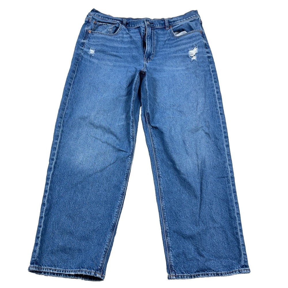 American Eagle Jeans Women 18 Super High Rise Baggy Straight Leg Denim Mom 38x29